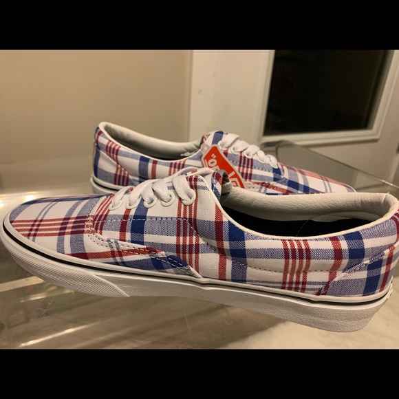 Vans Era Plaid Blue, Red & True White Skate Shoes - Picture 7 of 12